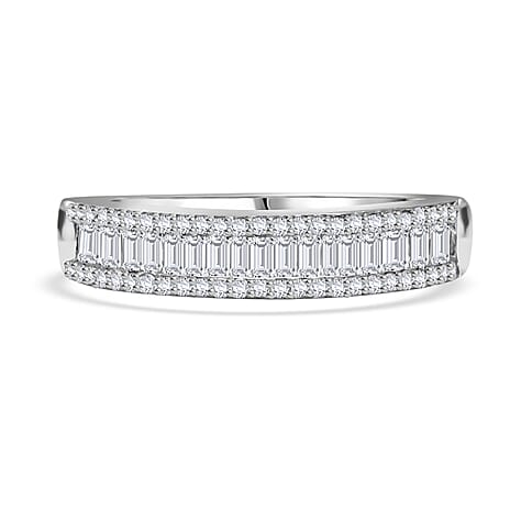 Mega Superfind - 950 Platinum IGI Certified Natural Diamond (VS-E-F) Half Eternity Band Ring 0.50 Ct Plt Wt 4.80 Gms