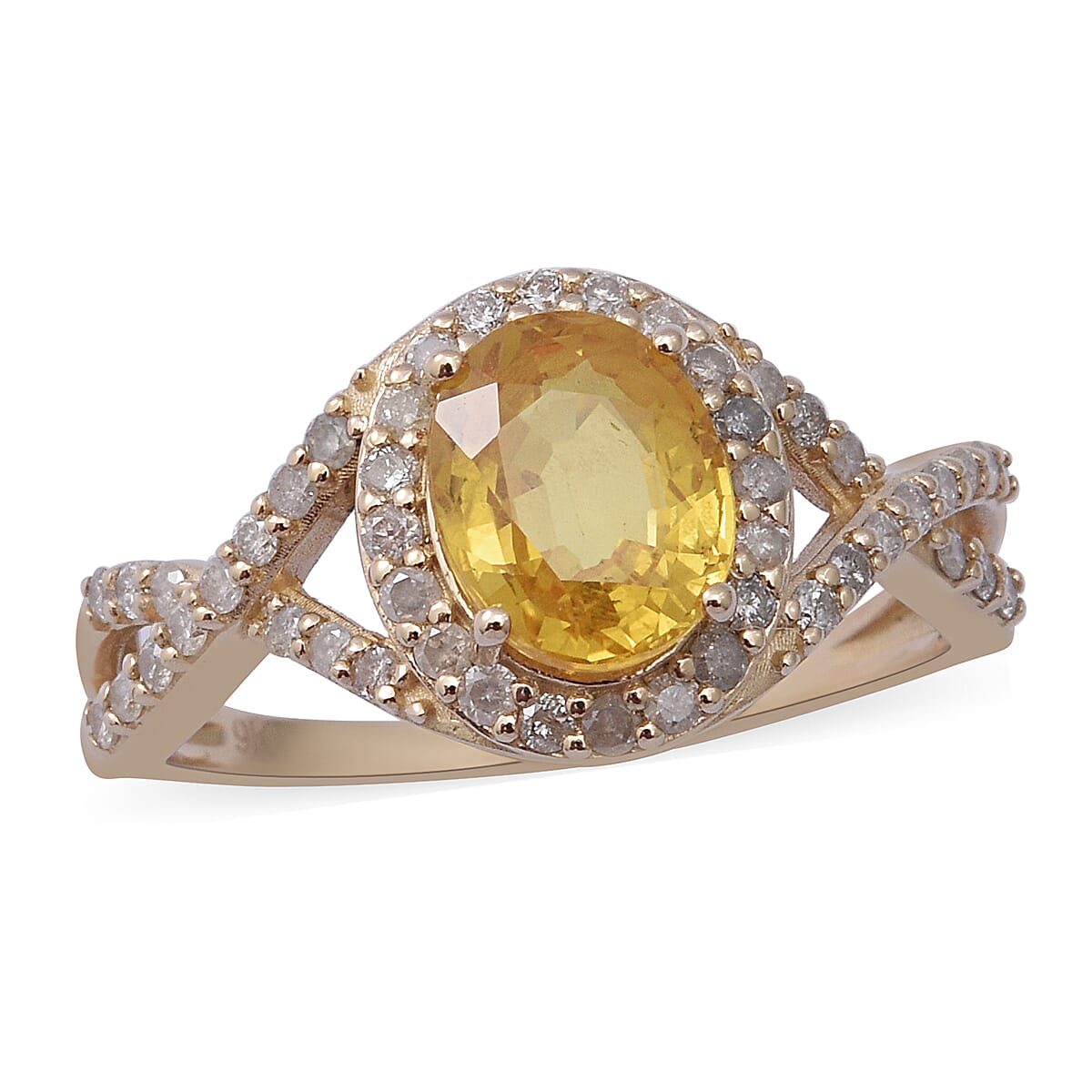 9K Yellow Gold Yellow Sapphire and Diamond Infinity Ring 2.76 Ct.