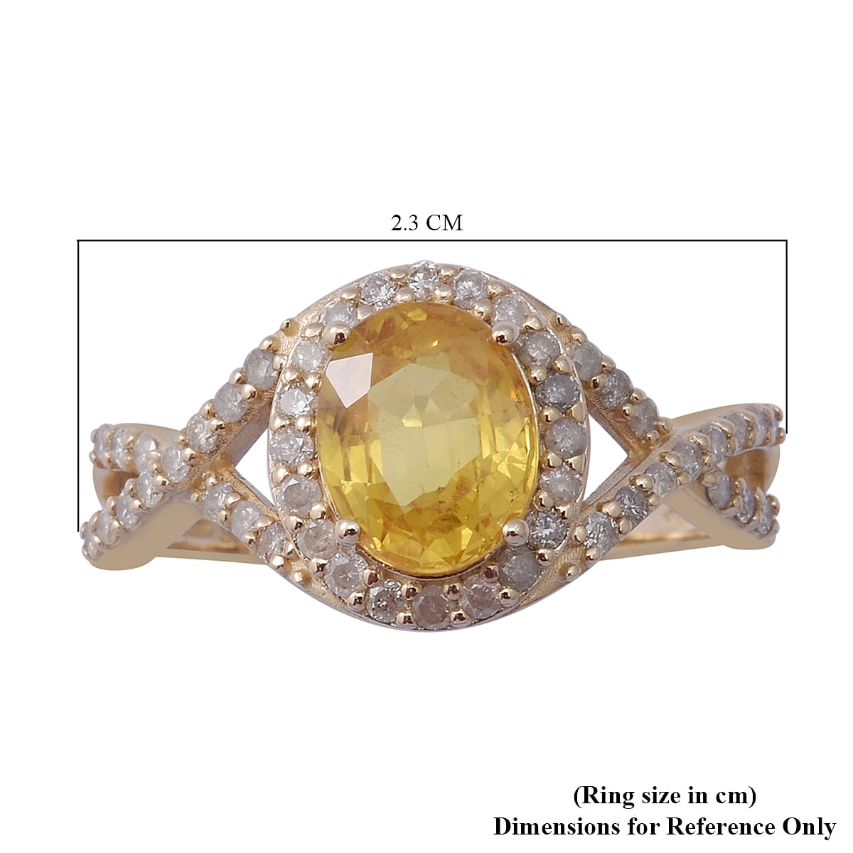 9K Yellow Gold Yellow Sapphire and Diamond Infinity Ring 2.76 Ct.