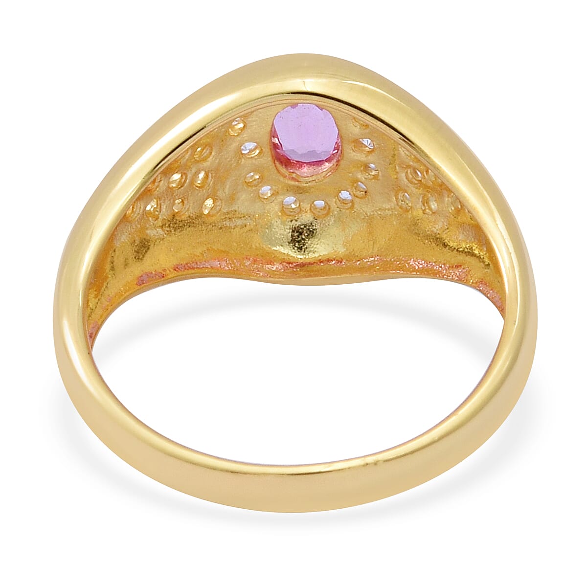 Pink Sapphire and Natural Zircon Ring in Yellow Gold Overlay Sterling Silver 2.01 Ct.