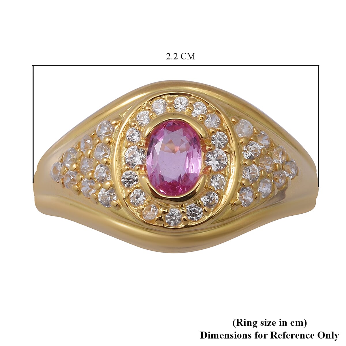 Pink Sapphire and Natural Zircon Ring in Yellow Gold Overlay Sterling Silver 2.01 Ct.