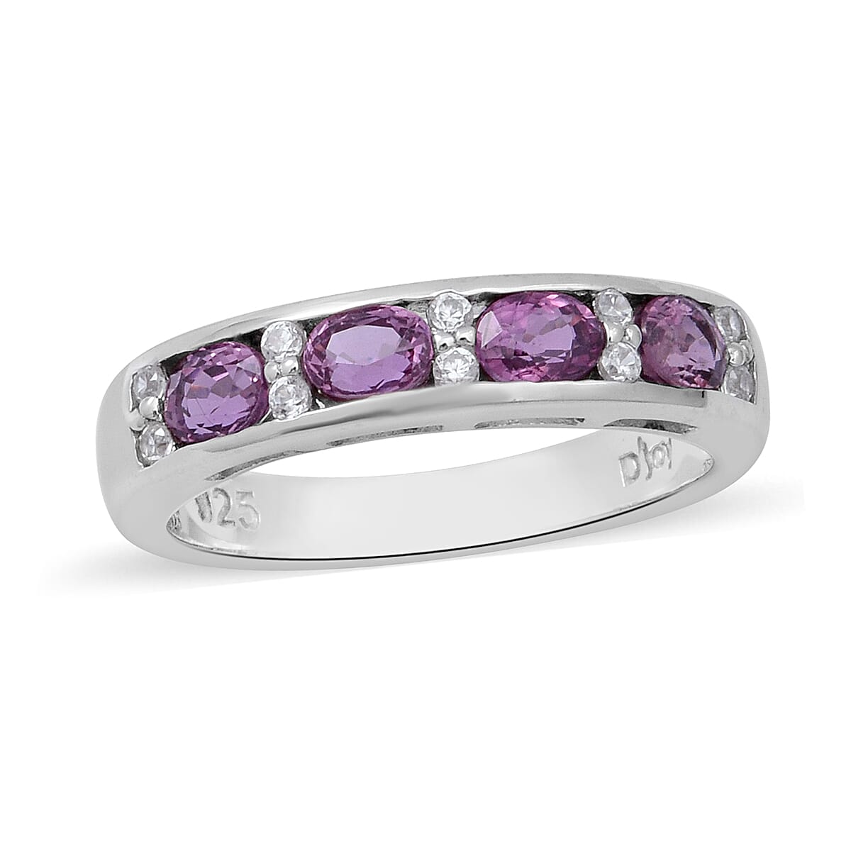 Natural Lavender Sapphire and Natural Cambodian Zircon Ring in Rhodium Overlay Sterling Silver 1.24 Ct.