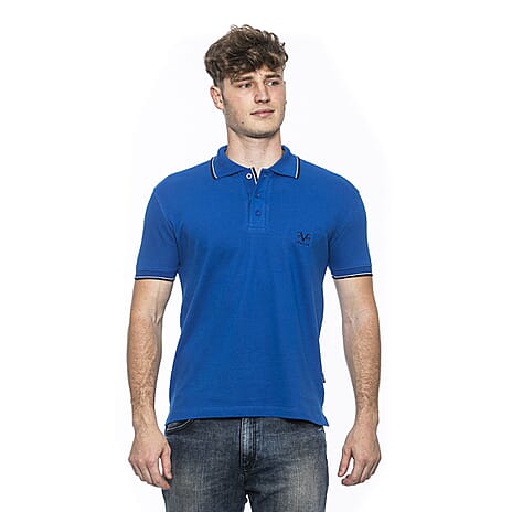 19V69 ITALIA by Alessandro Versace 100% Cotton Polo T-Shirt (Size L) - Royal