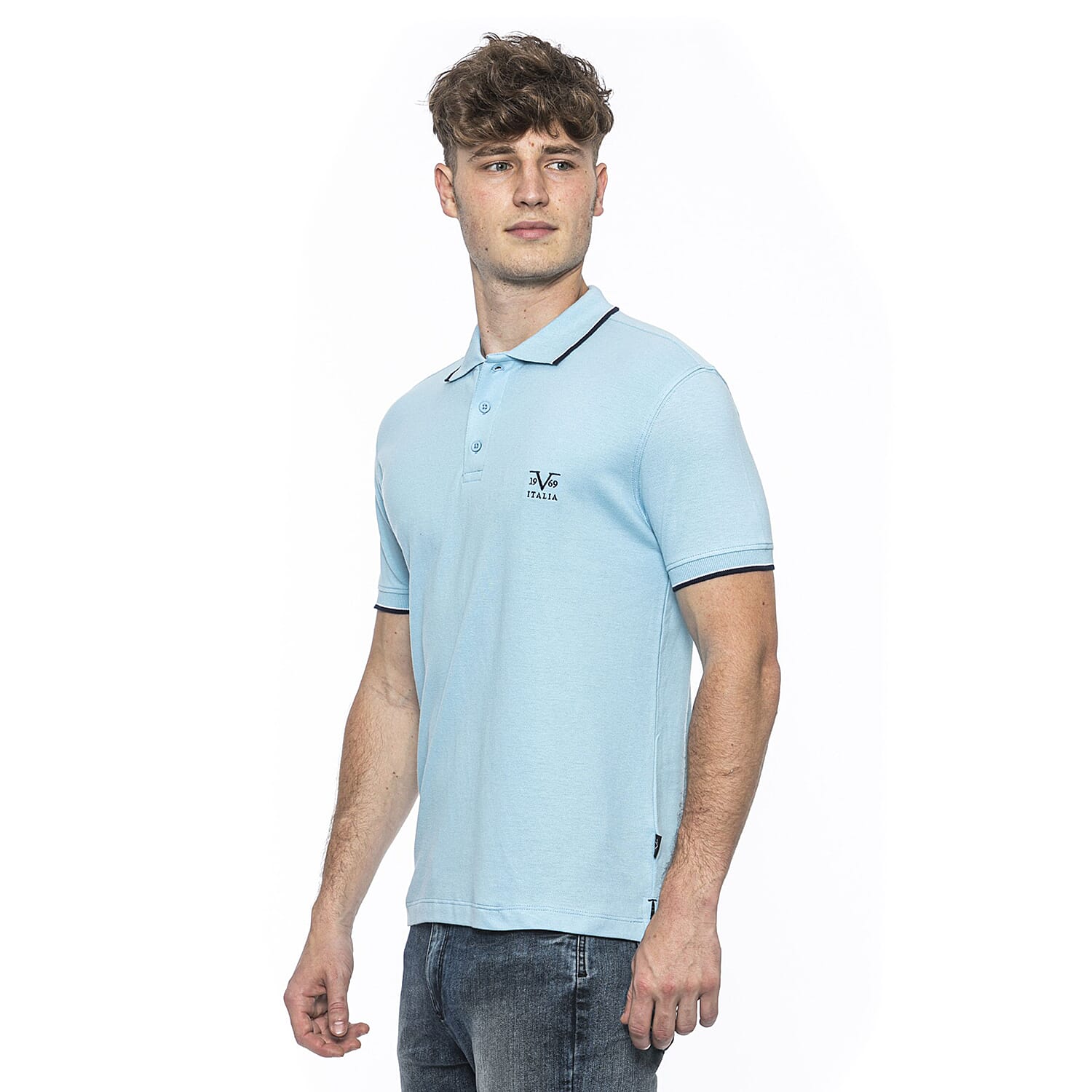 19V69 ITALIA by Alessandro Versace 100% Cotton Polo T-Shirt - Royal