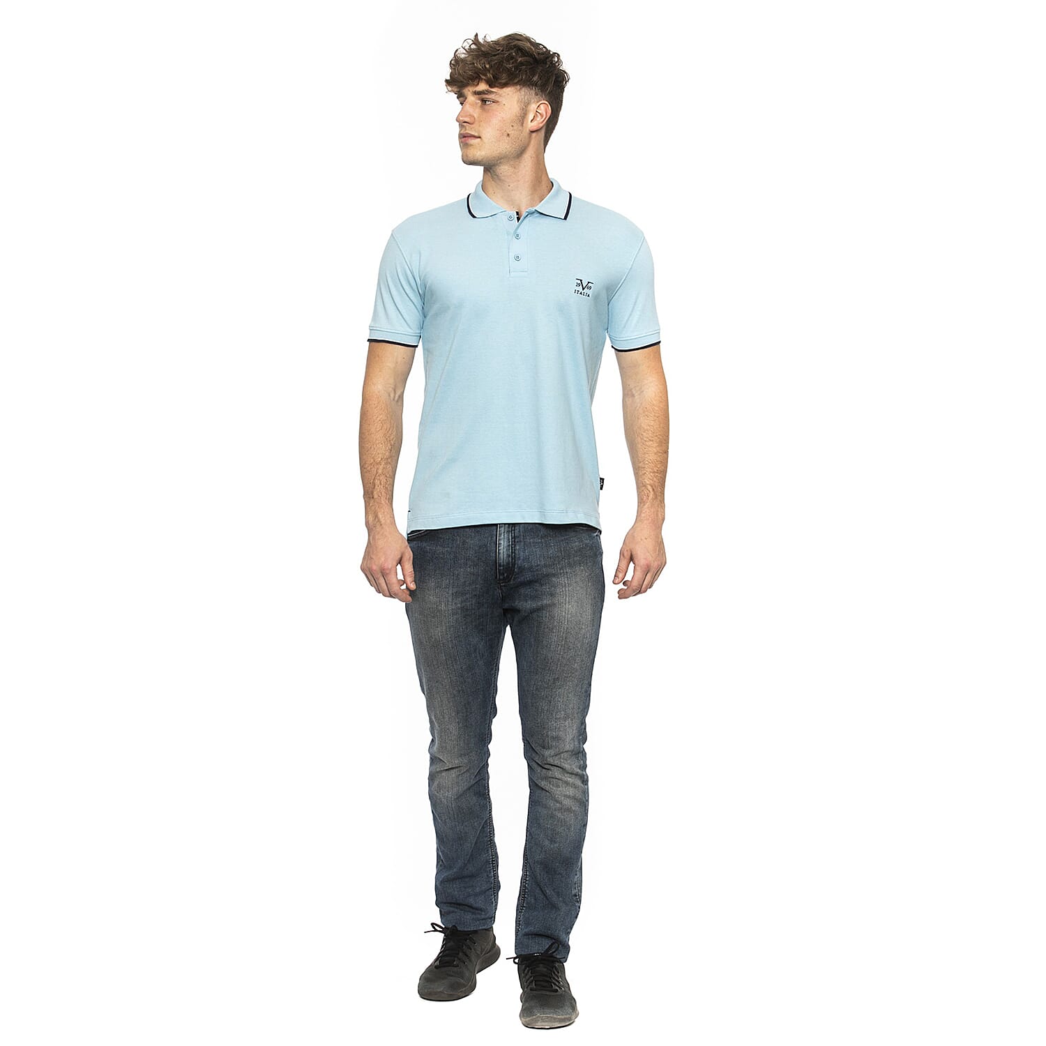19V69 ITALIA by Alessandro Versace 100% Cotton Polo T-Shirt - Royal