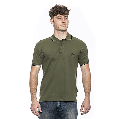 19V69 ITALIA by Alessandro Versace 100% Cotton Polo T-Shirt (Size L) - Khaki