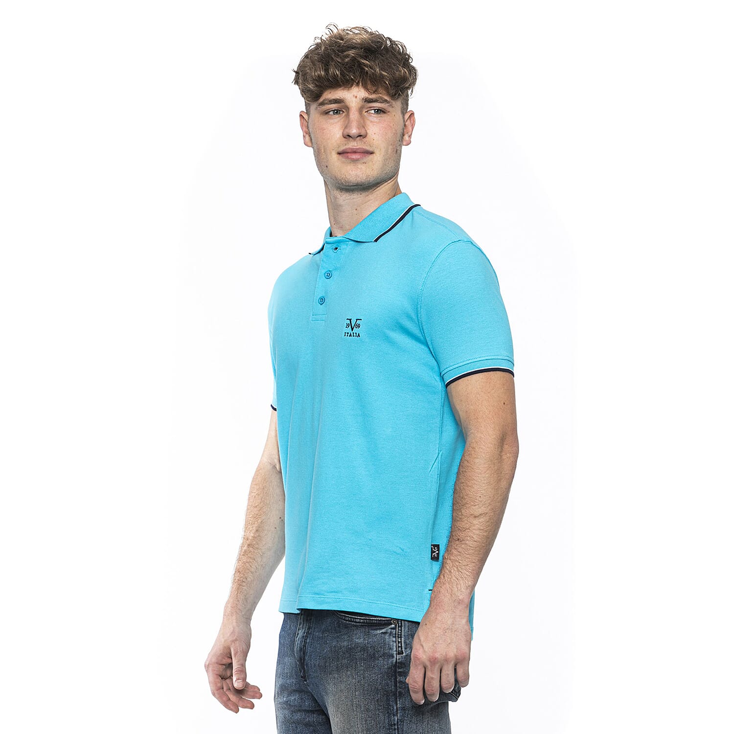 19V69 ITALIA by Alessandro Versace 100% Cotton Polo T-Shirt - Royal