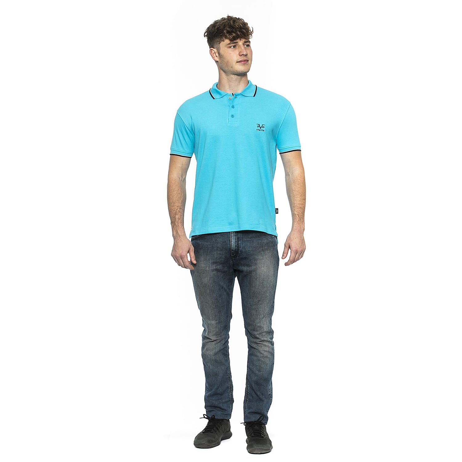 19V69 ITALIA by Alessandro Versace 100% Cotton Polo T-Shirt - Royal