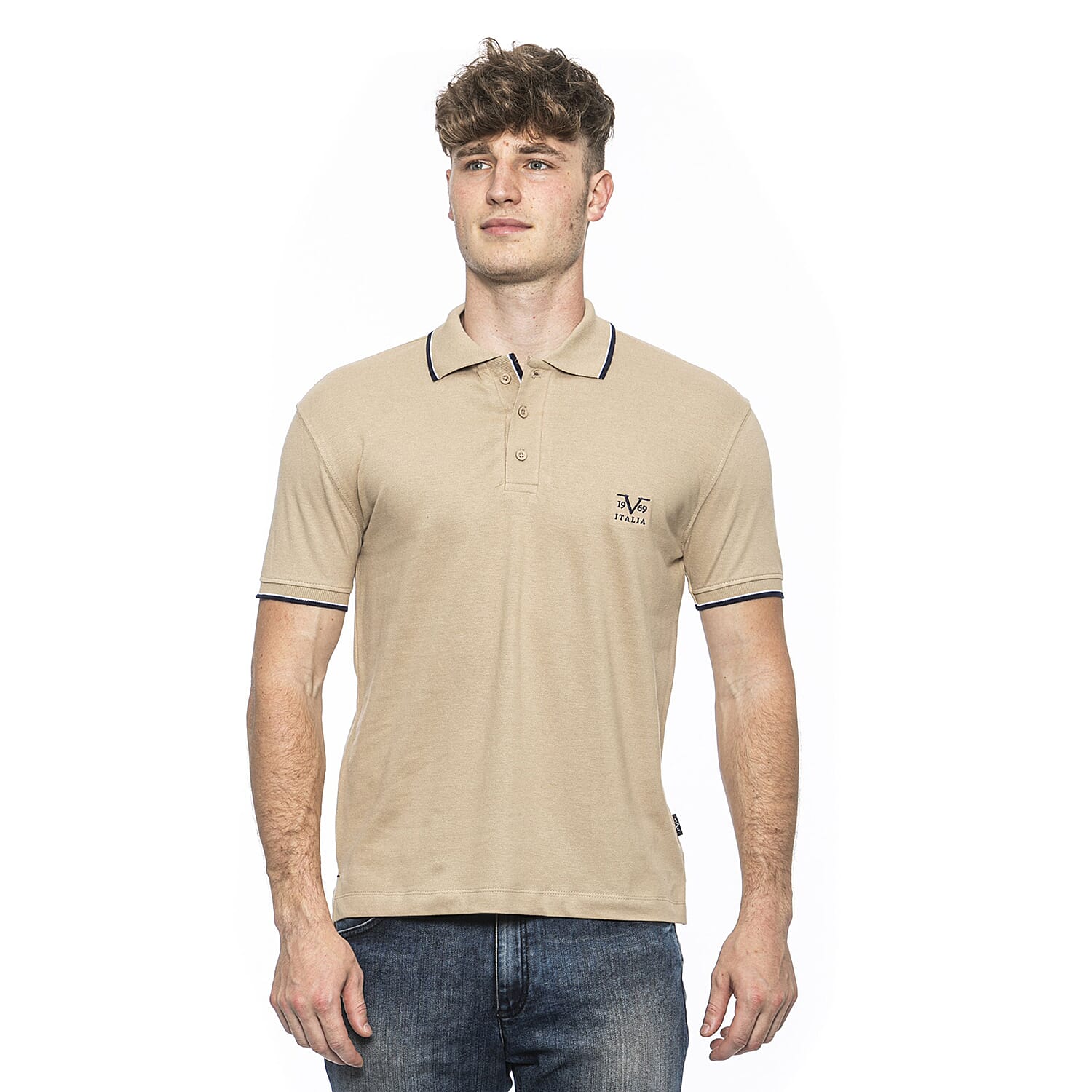 19V69 ITALIA by Alessandro Versace 100% Cotton Polo T-Shirt - Royal
