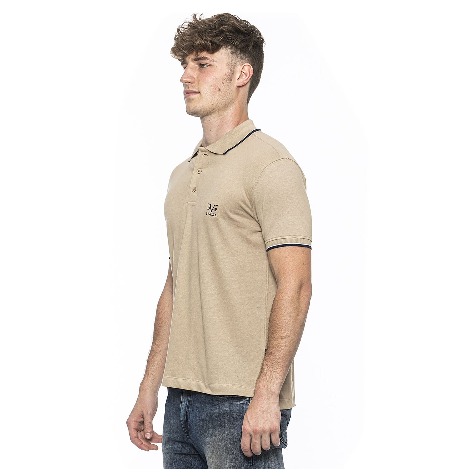 19V69 ITALIA by Alessandro Versace 100% Cotton Polo T-Shirt - Royal