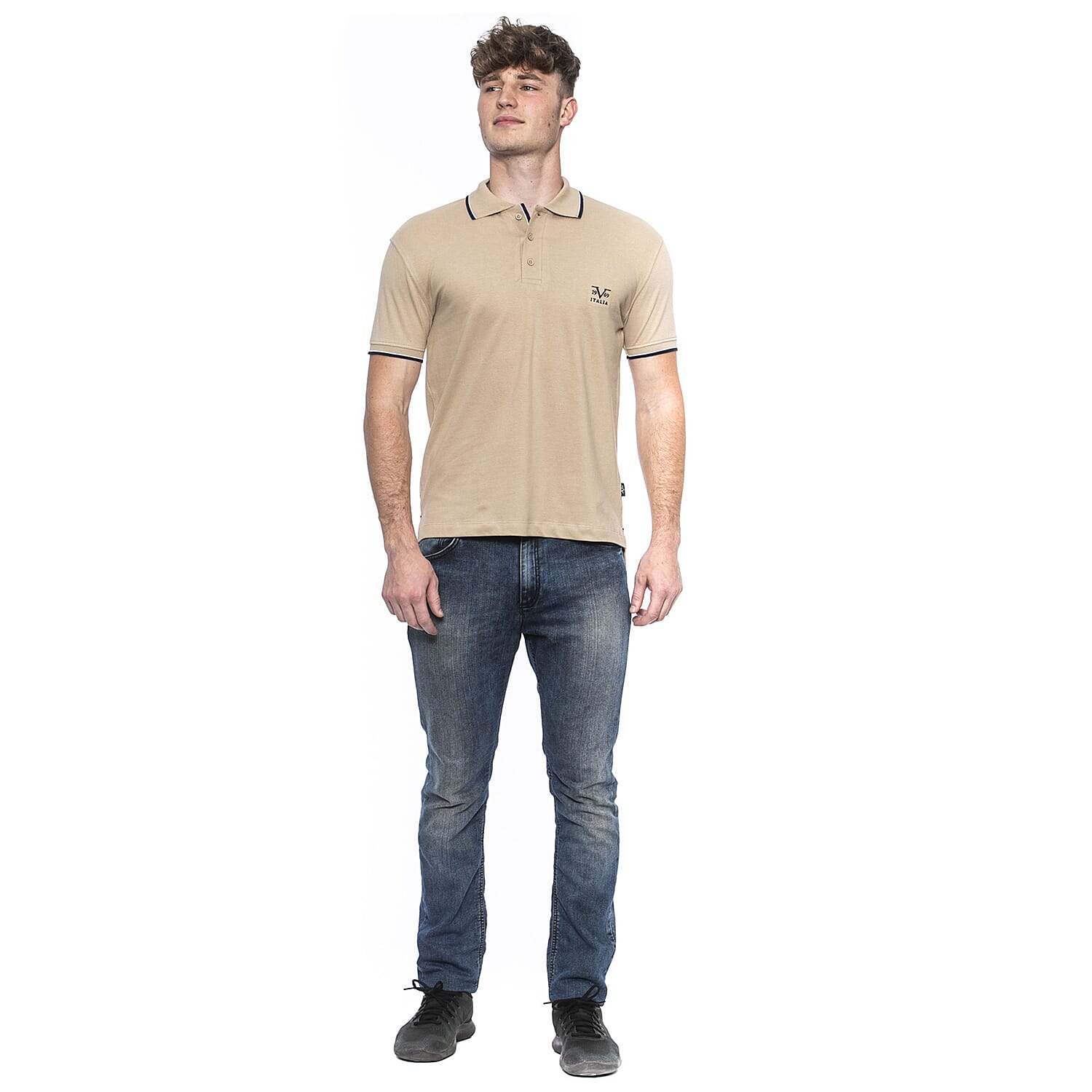 19V69 ITALIA by Alessandro Versace 100% Cotton Polo T-Shirt - Royal