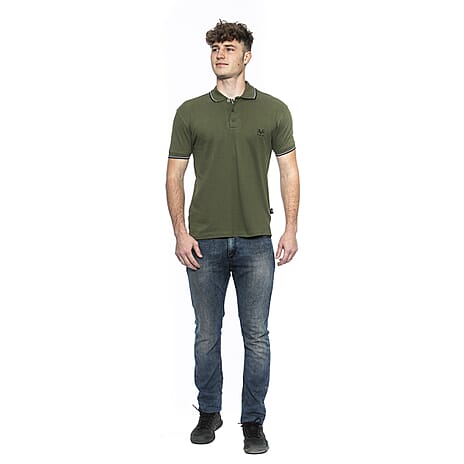 19V69 ITALIA by Alessandro Versace 100% Cotton Polo T-Shirt (Size XXL) - Khaki
