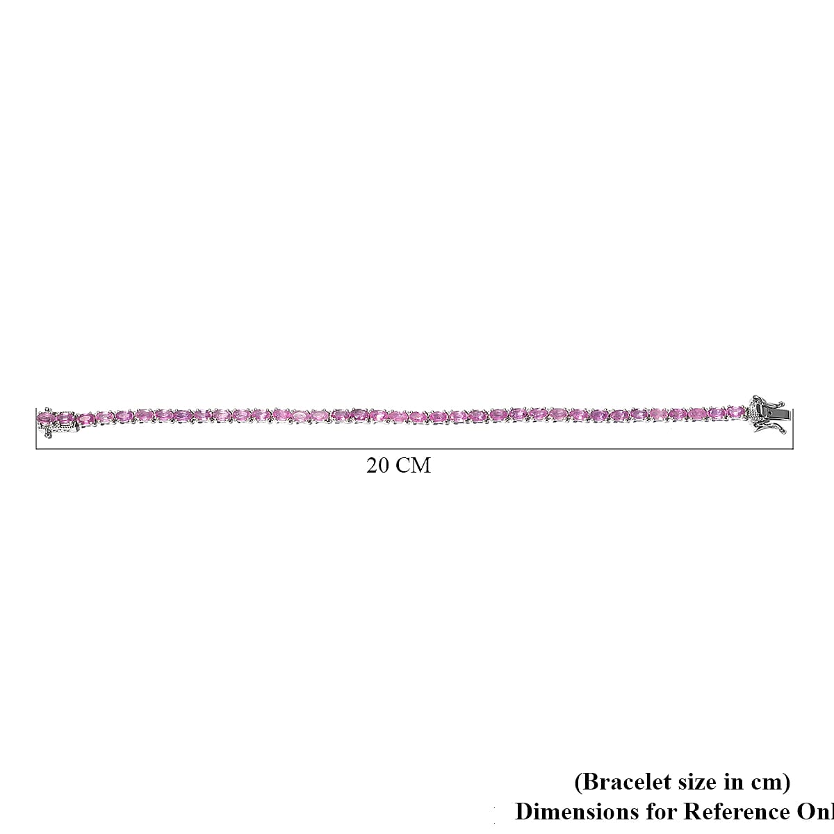 Pink Sapphire Tennis Bracelet (Size - 7.5) in Platinum Overlay Sterling Silver 13.47 Ct, Silver wt. 7.77 Gms