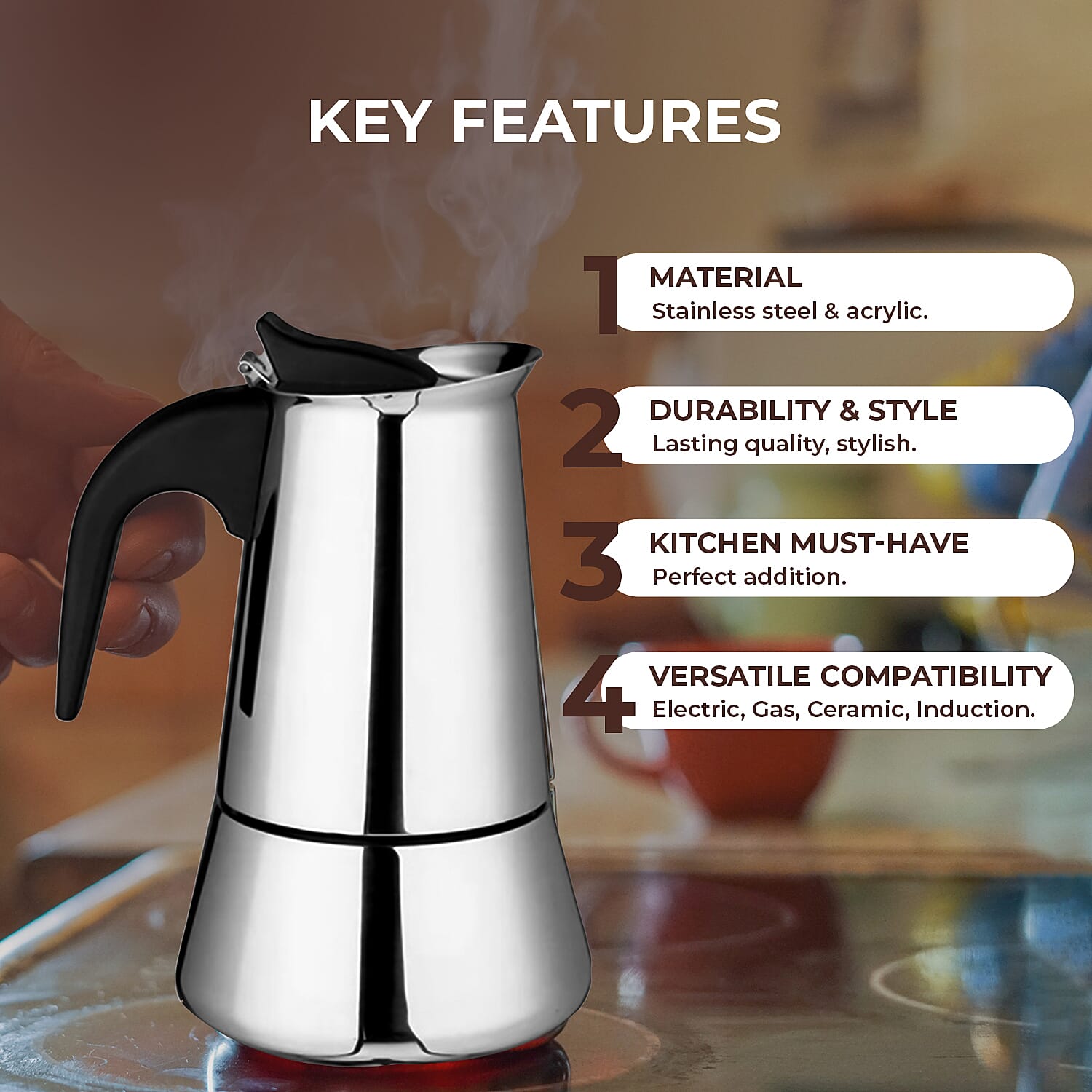 2 Piece Set - Espresso Maker 9 Cup and Adjustable Grinder