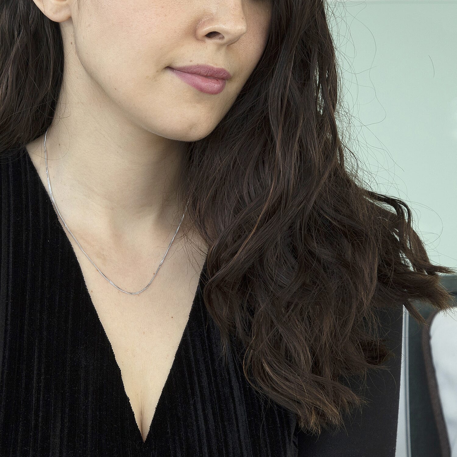 9K White Gold  Chain (Size - 16),  Gold Wt. 1.9 Gms