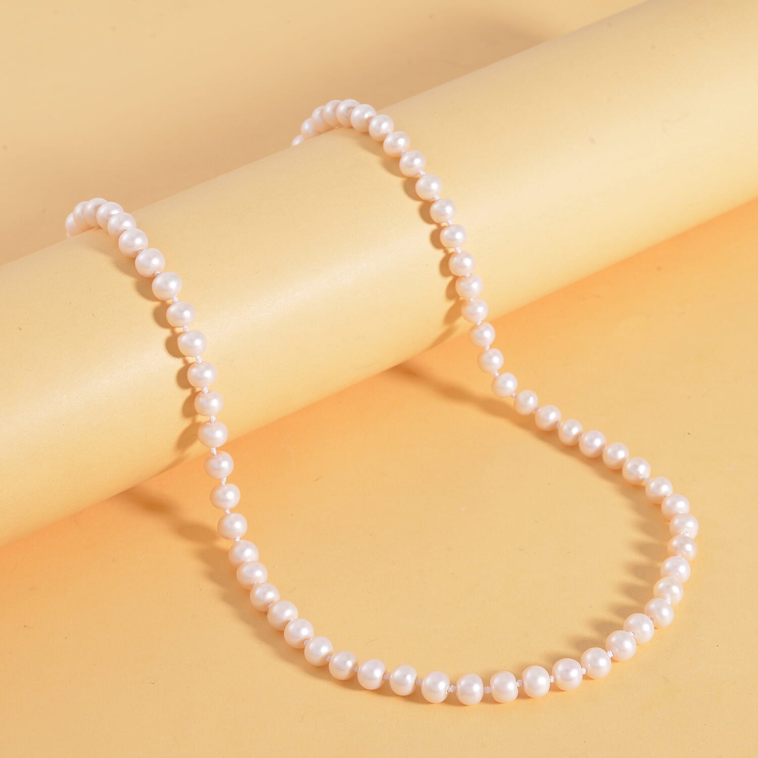 First Launch - Anhui Pearl Necklace (Size - 20) in Rhodium Overlay Sterling Silver