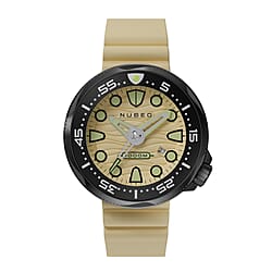 Nubeo Ventana Automatic Limited Edition Japanese Movement Yellow Dial 100 ATM Water Resistant Watch with Silicon Strap