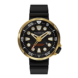 Nubeo Ventana Automatic Limited Edition Japanese Movement Yellow Dial 100 ATM Water Resistant Watch with Silicon Strap