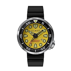 Nubeo Ventana Automatic Limited Edition Japanese Movement Yellow Dial 100 ATM Water Resistant Watch with Silicon Strap