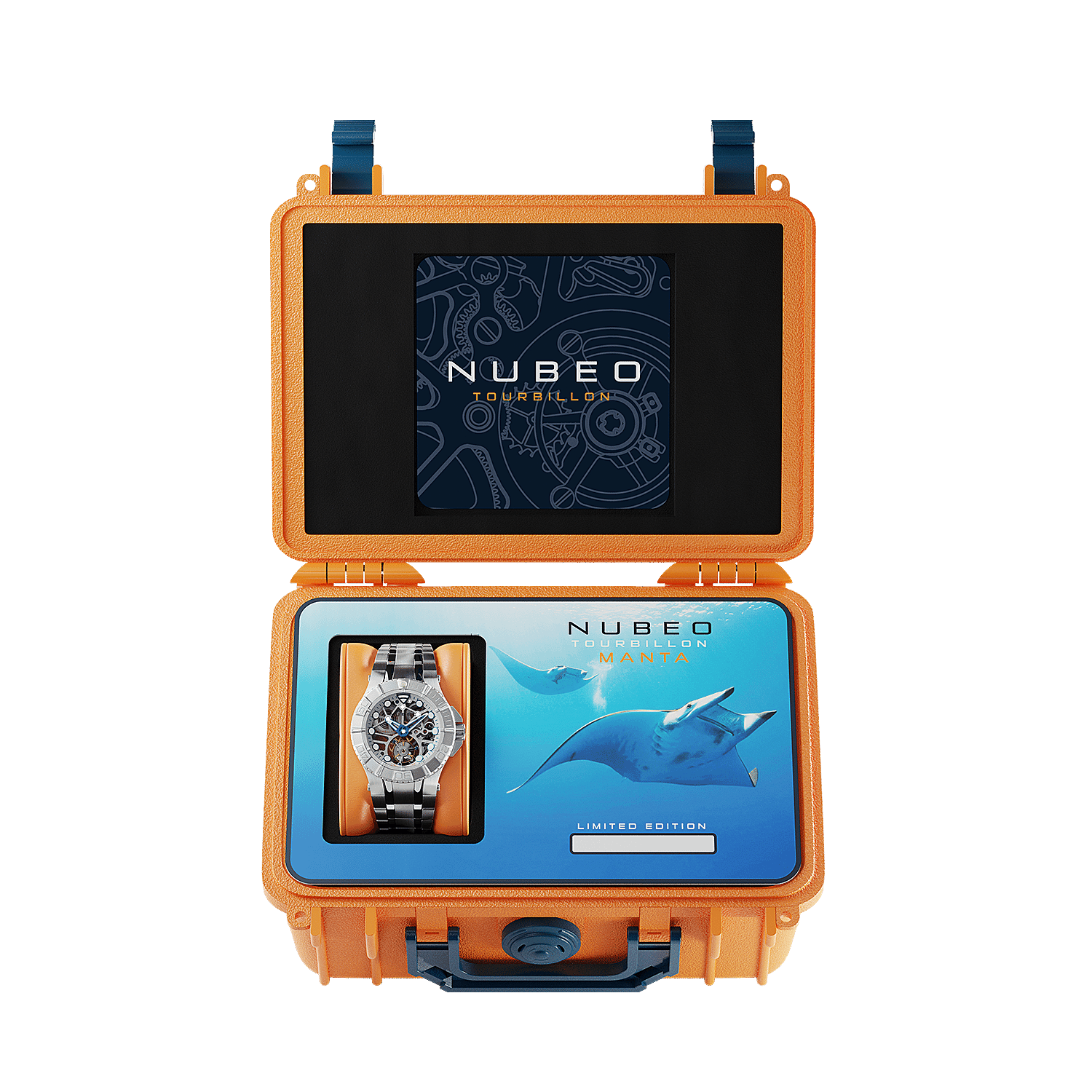 Nubeo Manta Tourbillon Movement Two Tone Dial 20 ATM Water Resistant Watch with Stainless Steeel Bracelet