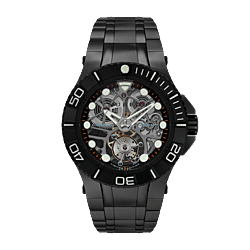 Nubeo Manta Tourbillon Movement Black Dial 20 ATM Water Resistant Watch with Stainless Steeel Bracelet