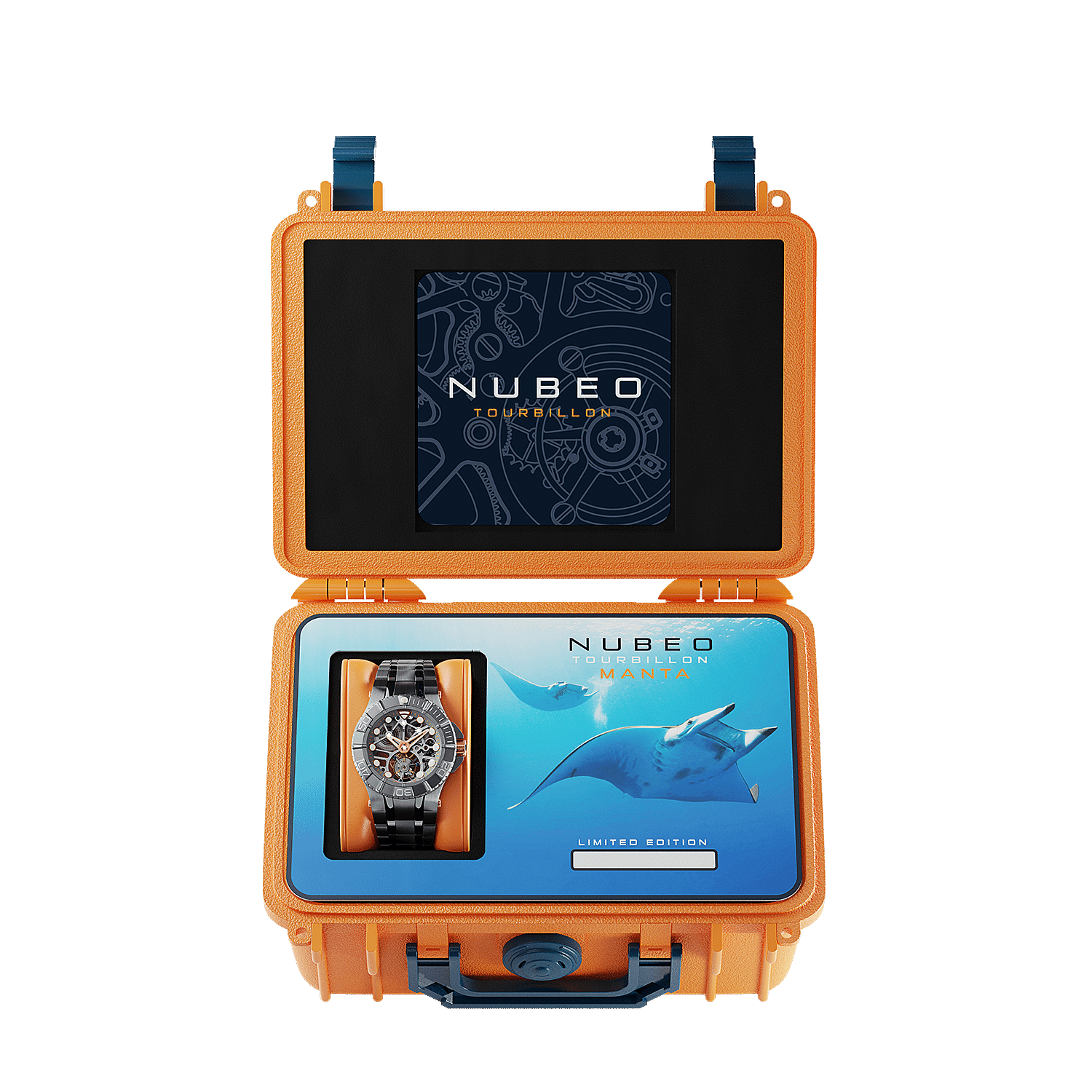 Nubeo Manta Tourbillon Movement Grey Dial 20 ATM Water Resistant Watch with Stainless Steeel Bracelet