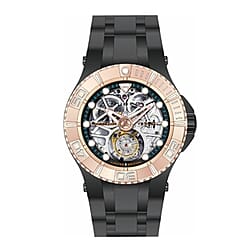 Nubeo Manta Tourbillon Movement Black Dial 20 ATM Water Resistant Watch with Stainless Steeel Bracelet