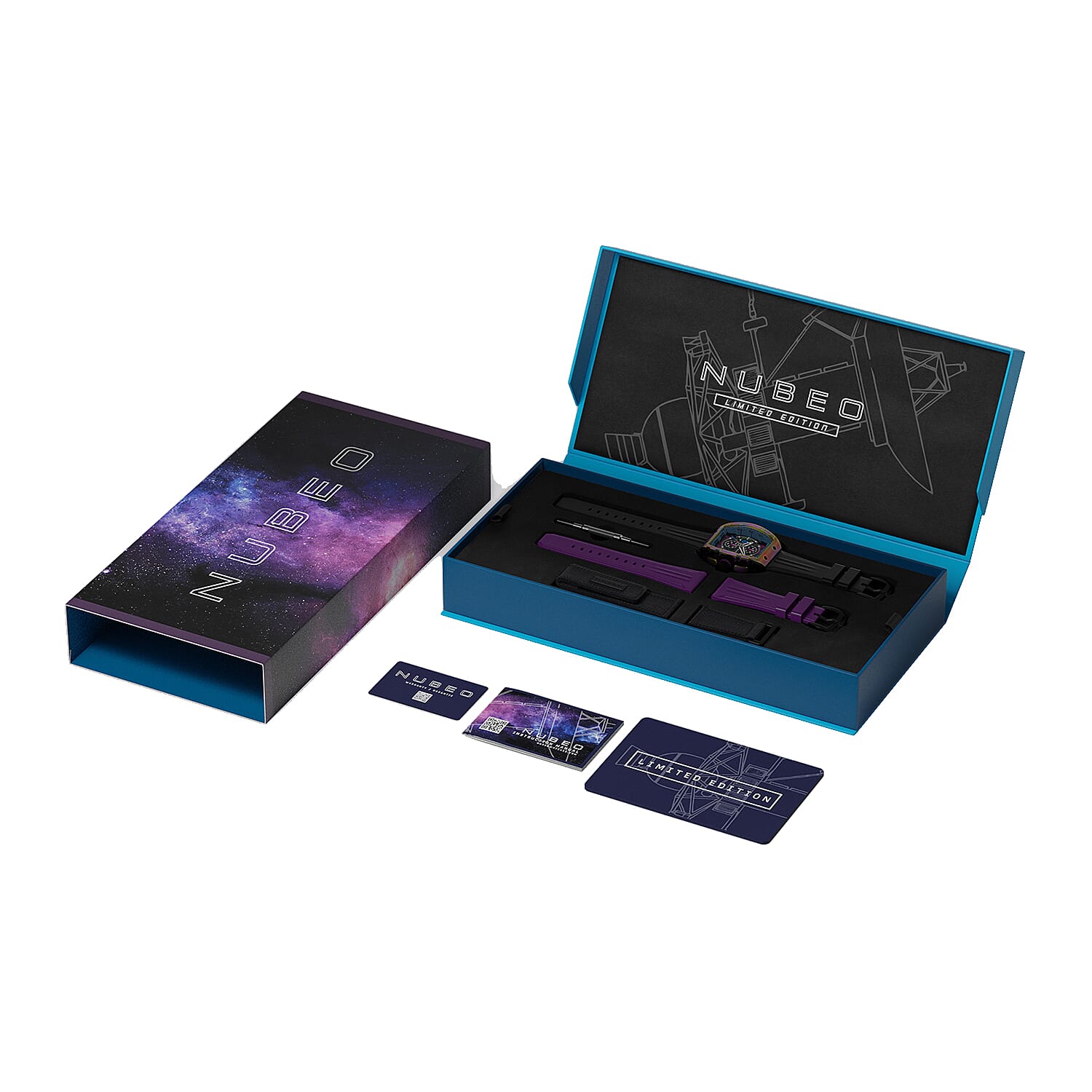 Nubeo Magellan Chronograph Multi Dial 5 ATM Water Resistant Watch with Rubber Strap