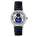 Thomas Earnshaw Messier Moonphase Calendar Mens Japanese Quartz Movement Silver Case 5 ATM Water Resistant Watch with Blue Leather Strap