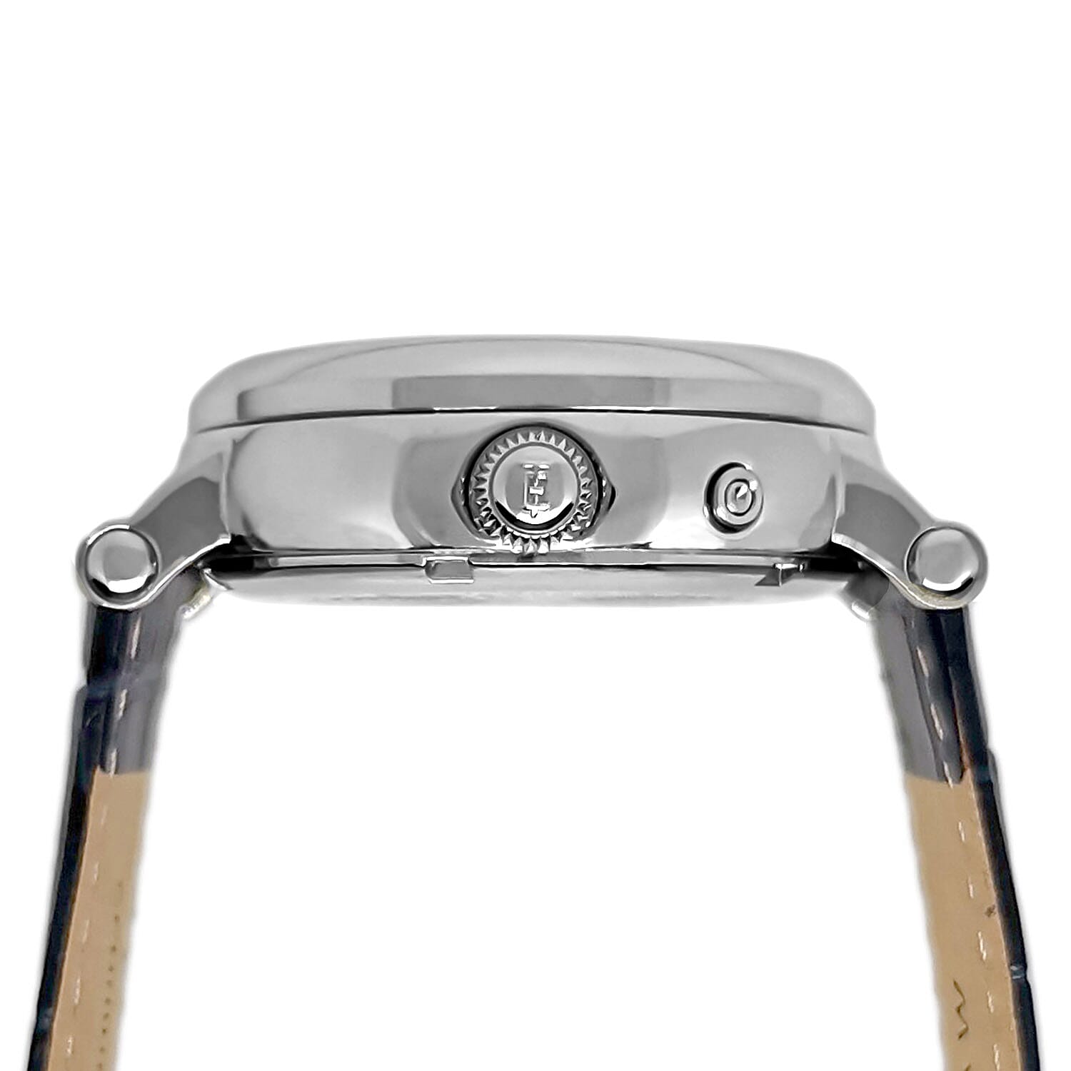 Thomas Earnshaw Messier Moonphase Calendar Mens Japanese Quartz Movement Silver Case 5 ATM Water Resistant Watch with Blue Leather Strap