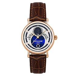 Thomas Earnshaw Messier Moonphase Calendar Mens Japanese Quartz Movement Rose Gold Case 5 ATM Water Resistant Watch with Brown Leather Strap