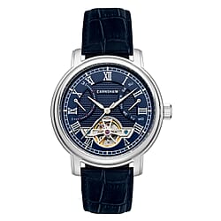 Thomas Earnshaw Longcase Double Retrograde Mens Automatic Mansfield Blue Dial 5 ATM Water Resistant Watch with Stainless Steel Bracelet
