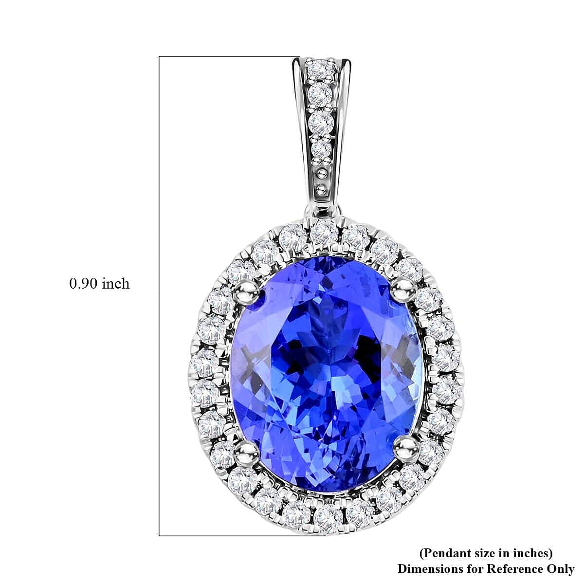 14K W Gold AGI Certified AAA Tanzanite & Diamond Halo Pendant 3.51 Ct.