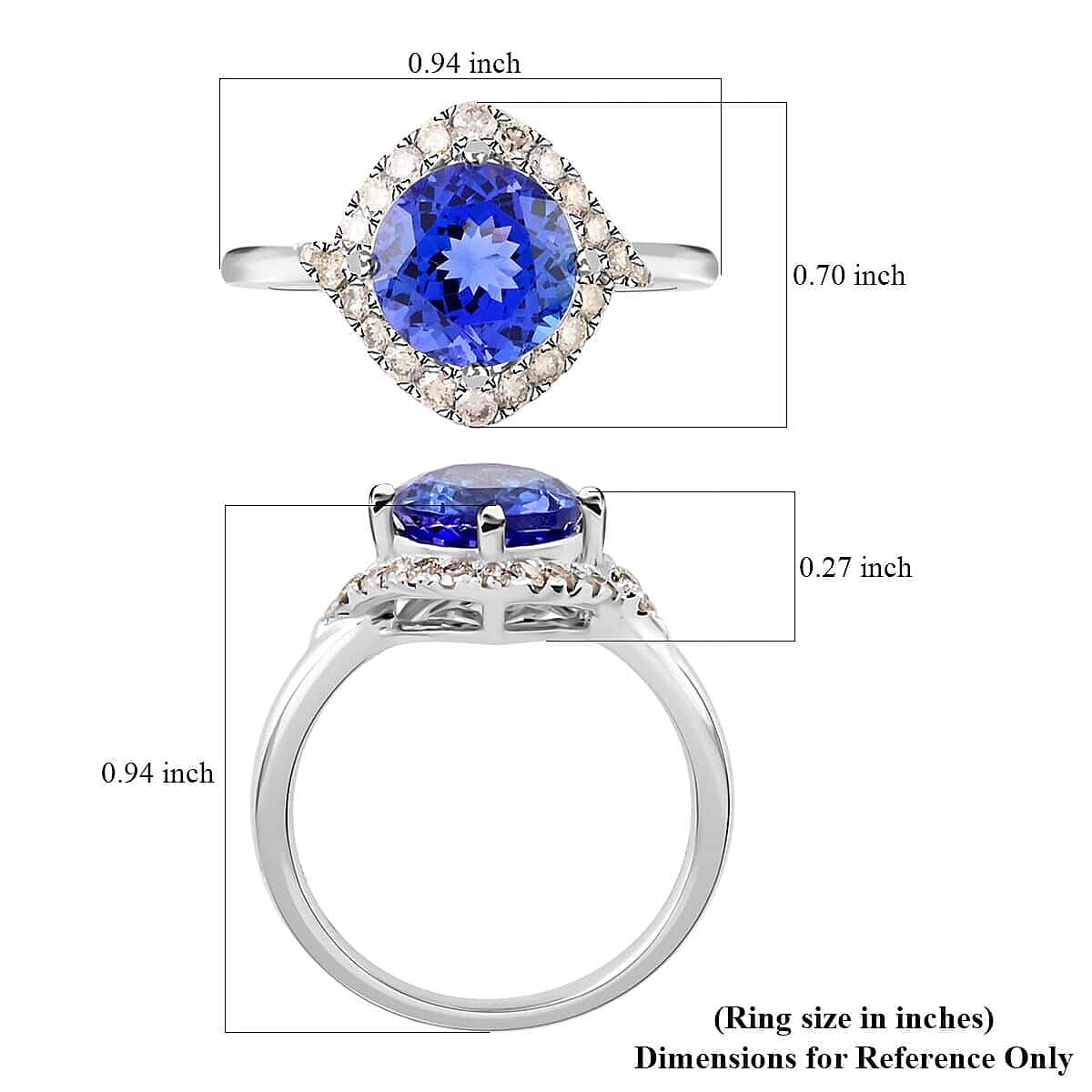 14K W Gold AAA Tanzanite , White Diamond I2 Ring 3.25 ct, Gold Wt. 3.66 Gms 3.250 Ct. 14K W Gold AAA Tanzanite , White Diamond I2 Ring 3.25 ct, Gold Wt. 3.66 Gms 3.250 Ct.