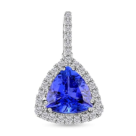 14K W Gold AAA Tanzanite , White Diamond I2 Pendant 3.30 ct, Gold Wt. 1.96 Gms 3.300 Ct. 14K W Gold AAA Tanzanite , White Diamond I2 Pendant 3.30 ct, Gold Wt. 1.96 Gms 3.300 Ct.