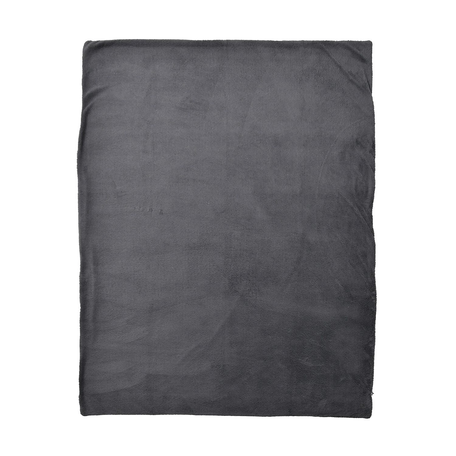  POD, Teddy Fleece Double Layered Blanket - Dark Grey