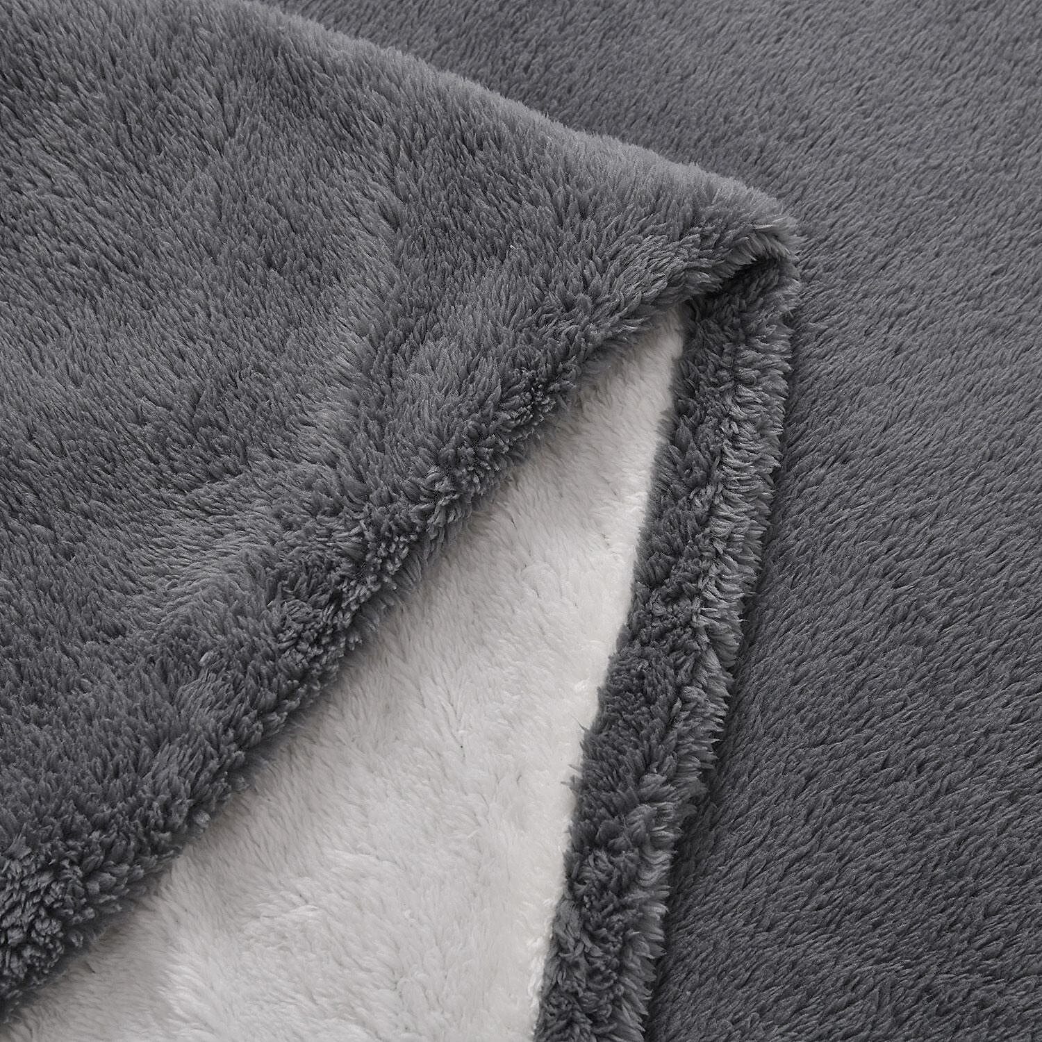  POD, Teddy Fleece Double Layered Blanket - Dark Grey