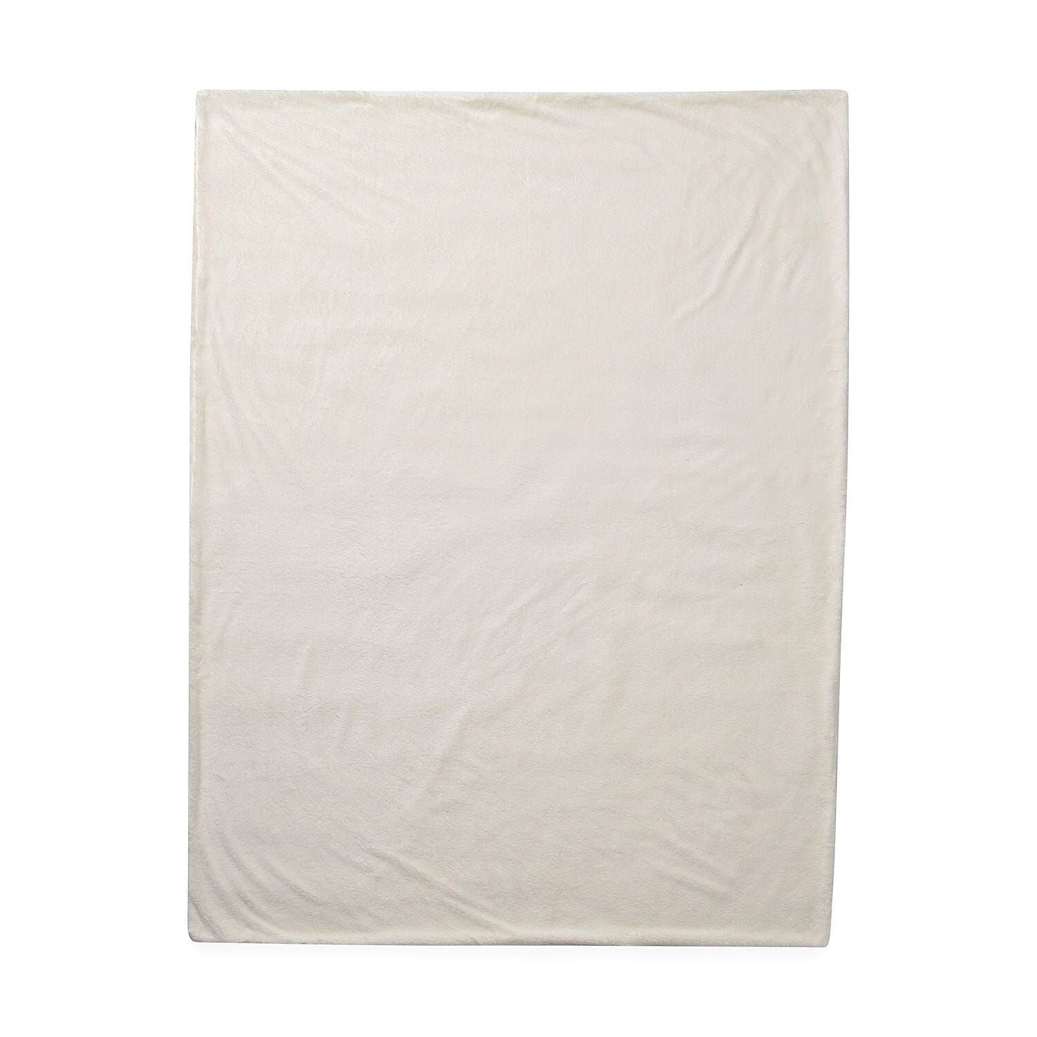 Teddy Fleece Double Layered Sherpa Blanket (Double Size 200x150 cm) - White