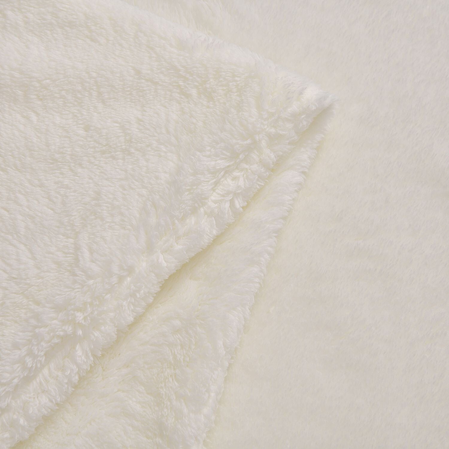 Teddy Fleece Double Layered Sherpa Blanket (Double Size 200x150 cm) - White