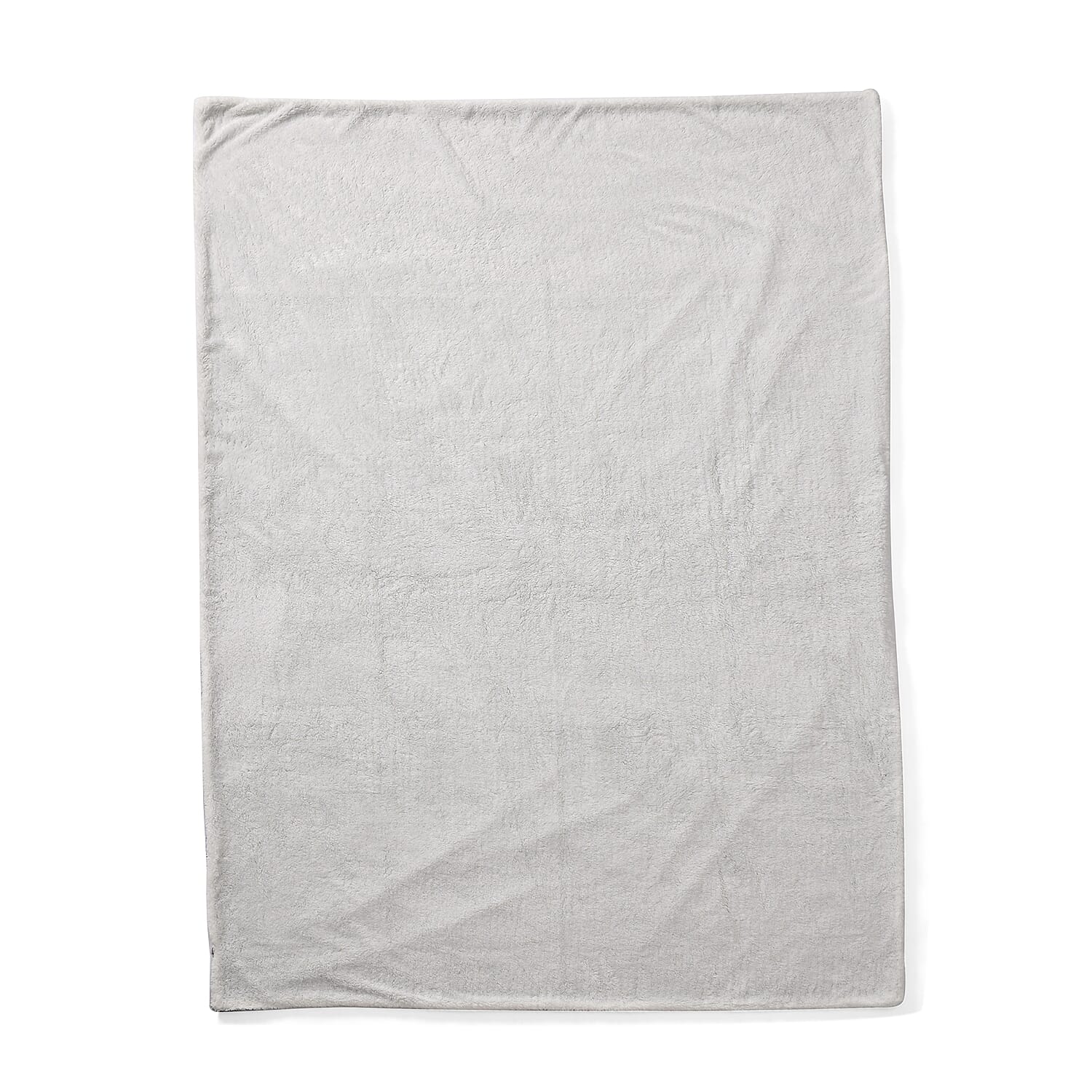 Teddy Fleece Double Layered Blanket (Size 200x150 cm) - Blue - Dark Grey