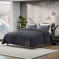 Luxury Edition - 3 Piece Set Teddy Fleece Duvet Cover & 2 Pillowcases - Grey