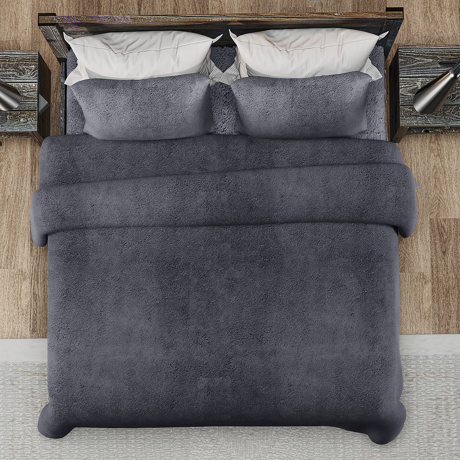 Luxury Edition - 3 Piece Set Teddy Fleece Duvet Cover & 2 Pillowcases - Grey