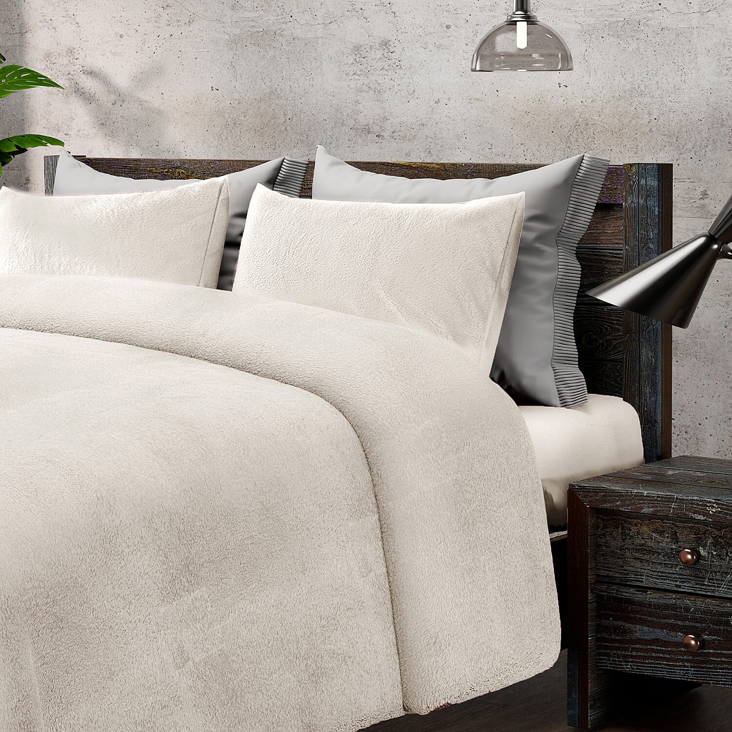 Luxury Edition - 3 Piece Set Teddy Fleece Duvet Cover & 2 Pillowcases - Grey