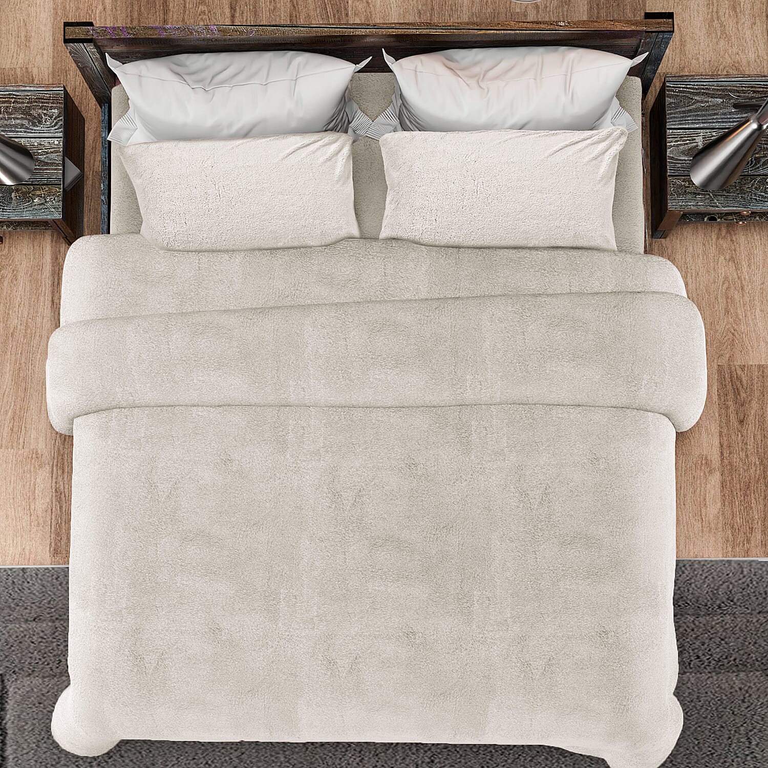 Luxury Edition - 3 Piece Set Teddy Fleece Duvet Cover & 2 Pillowcases - Grey