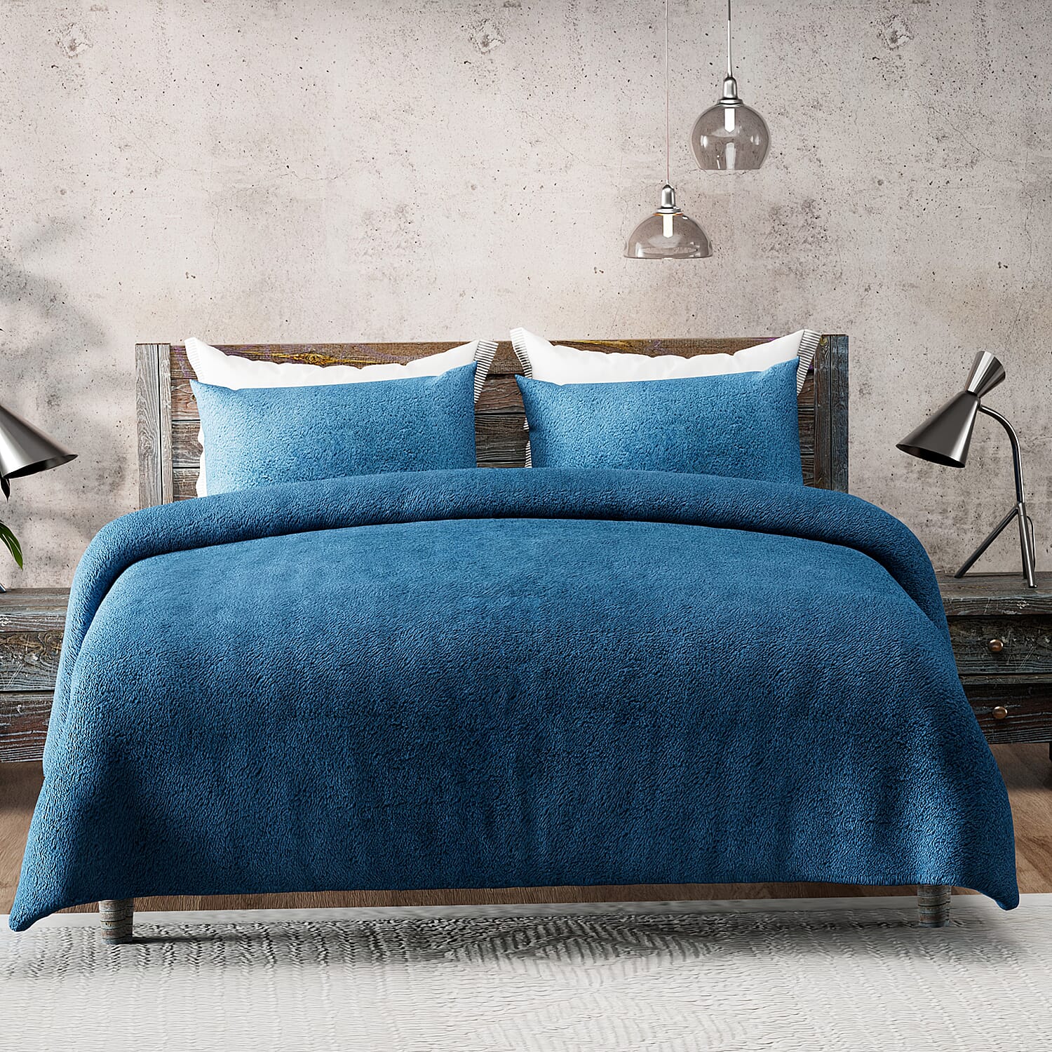 Luxury Edition - 3 Piece Set Teddy Fleece Duvet Cover & 2 Pillowcases - Grey