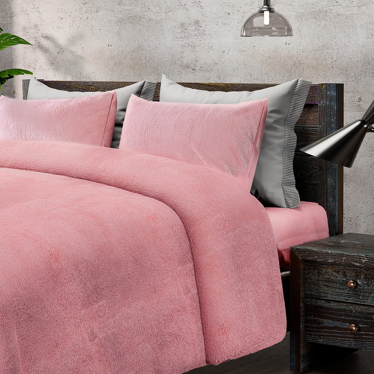 Luxury Edition - 3 Piece Set Teddy Fleece Duvet Cover & 2 Pillowcases - Grey