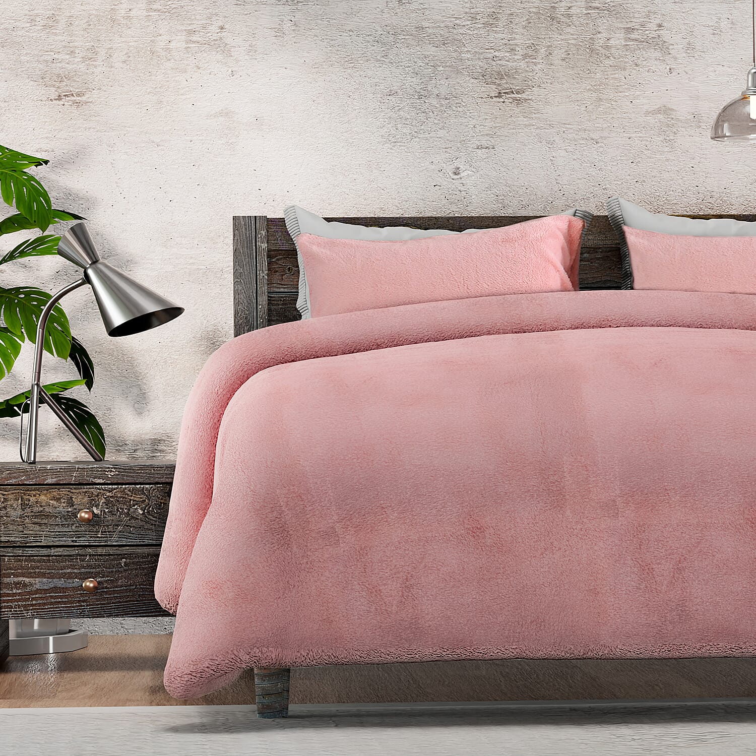 Luxury Edition - 3 Piece Set Teddy Fleece Duvet Cover & 2 Pillowcases - Grey