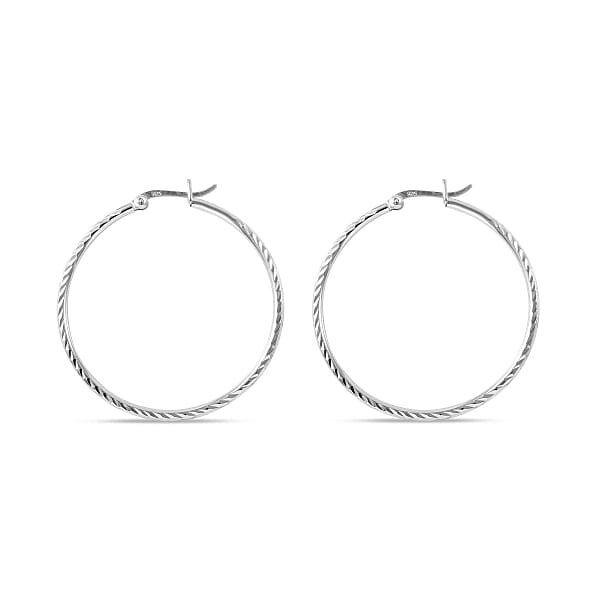 Sterling Silver Round Hoop Earrings - 7594765 - TJC