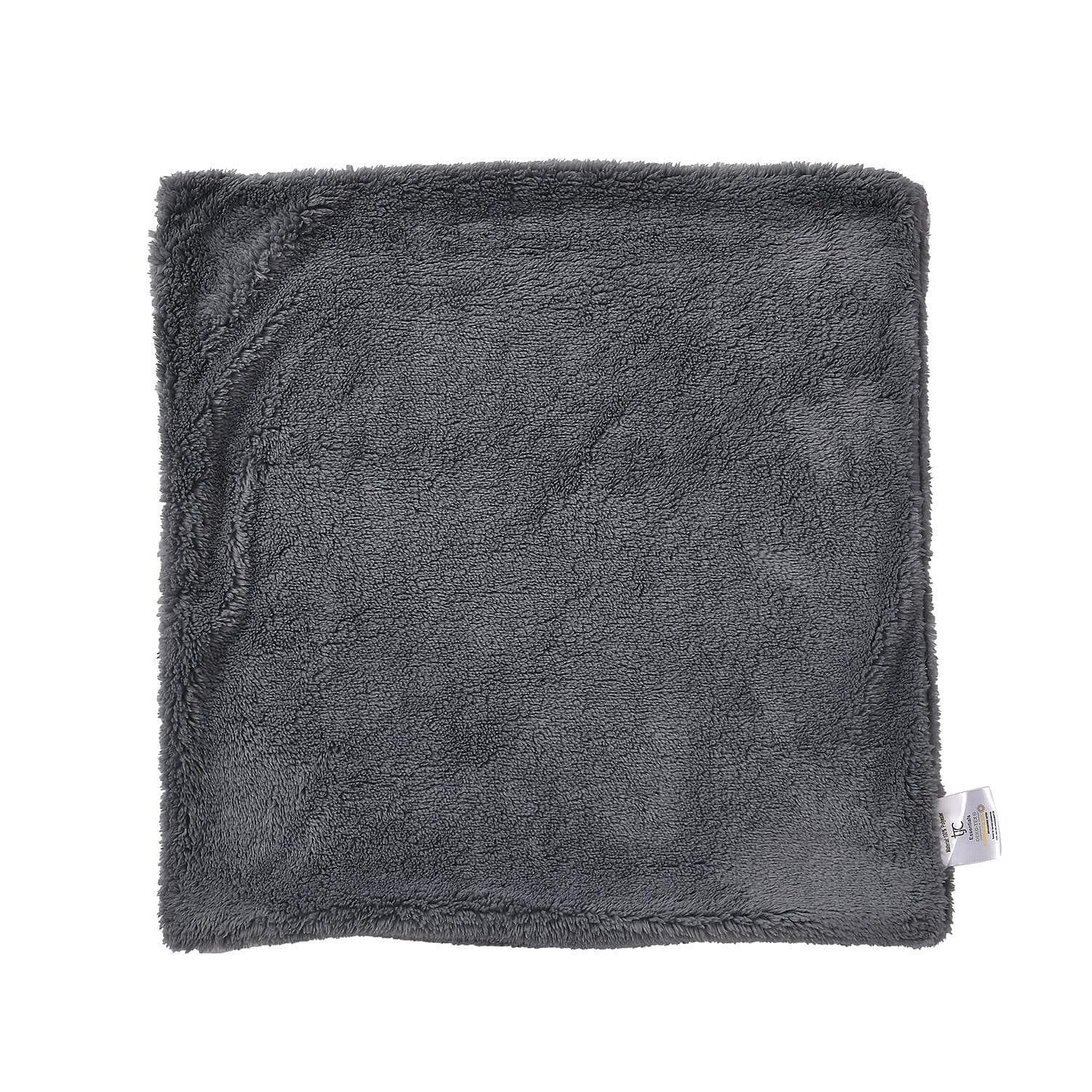 Set of 4 Teddy Fleece Solid Cushion Cover with Zipper (Size 45x45 cm) - Dark Grey