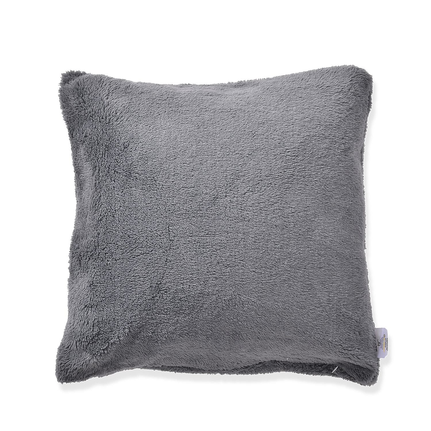 Set of 4 Teddy Fleece Solid Cushion Cover with Zipper (Size 45x45 cm) - Dark Grey